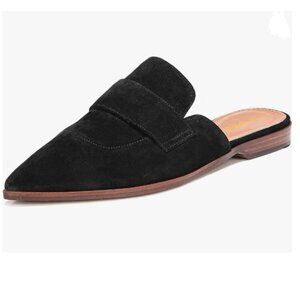 XYD Black Suede Pointed Toe Mule Slip On Backless Dress Sandal Slides Shoe